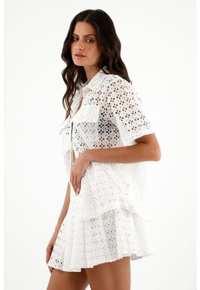 Tennis Camisa Blanca En Ojalillo Para Mujer