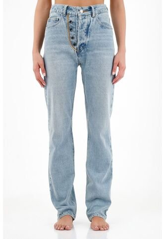 Tennis Jean Con Botones Expuestos Azul Para Mujer Tennis