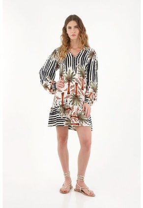 Tennis Vestido Corto Manga Larga Estampado Para Mujer