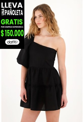 Tennis Vestido Corto En 100% Lino Negro Para Mujer Tennis