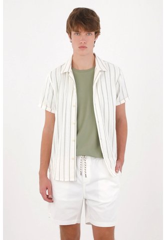 Tennis Bermuda Chino De Ajuste Relajado Con Cordón Bicolor En Algodón Blanco Para Hombre Tennis