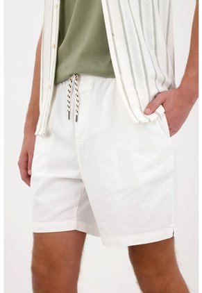 Tennis Bermuda Chino De Ajuste Relajado Con Cordón Bicolor En Algodón Blanco Para Hombre