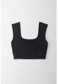 Tennis Camiseta Crop Manga Sisa Negra Con Acabado Ligero Para Mujer de Tennis