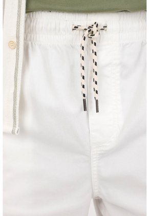 Tennis Bermuda Chino De Ajuste Relajado Con Cordón Bicolor En Algodón Blanco Para Hombre
