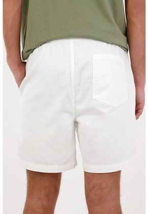 Tennis Bermuda Chino De Ajuste Relajado Con Cordón Bicolor En Algodón Blanco Para Hombre