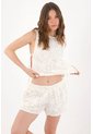 Tennis Bermuda Fit Relajado Con Encaje De Hojas Crudo Para Mujer de Tennis