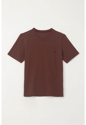 Camiseta Básica Con Raqueta Bordada Café Para Niño
