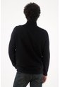 Tennis Buzo Para Hombre De Algodón Negro Regular Fit Con Cuello Alto Y Media Cremallera de Tennis