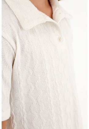 Vestido Corto Tipo Polo Crudo Para Niña