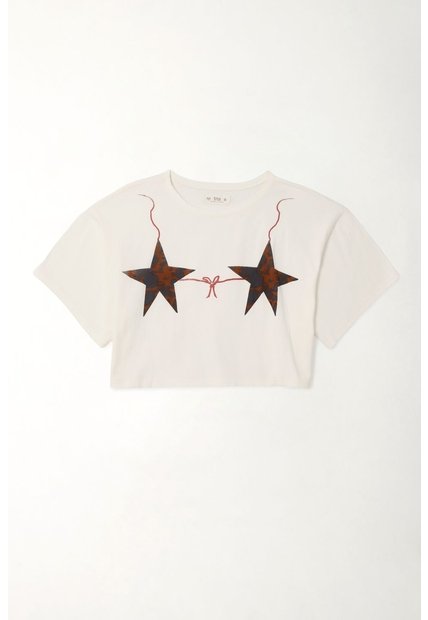 Camiseta Boxy Fit Estampada Crudo Para Mujer