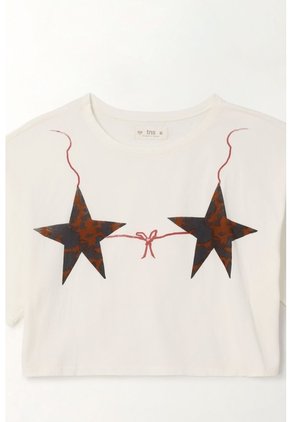 Camiseta Boxy Fit Estampada Crudo Para Mujer