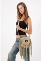 Tennis Bolso Bandolera Con Flecos Largos Hecho En Cuero Beige Para Mujer de Tennis