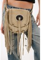 Tennis Bolso Bandolera Con Flecos Largos Hecho En Cuero Beige Para Mujer de Tennis