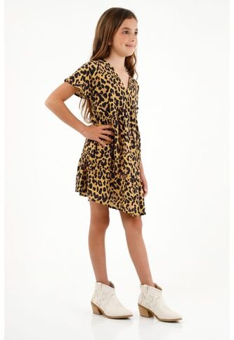 Vestido Corto De Animal Print Para Niña Tennis