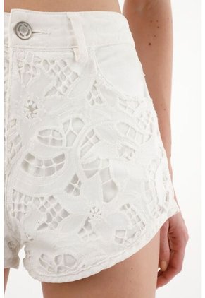 Tennis Short De Tiro Alto Crudo Con Encajes Para Mujer