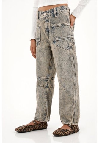 Jean Horseshoe Con Pigmento Vintage Para Niña Tennis