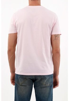 Camiseta Rosada Con Mini Raqueta Bordada Para Hombre