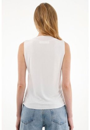Camiseta Con Cuello Drapeado Crudo Para Mujer