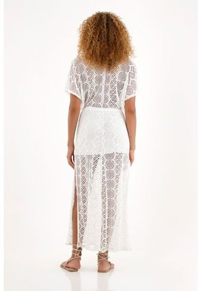 Tennis Vestido Largo Crudo Con Escote En V Para Mujer