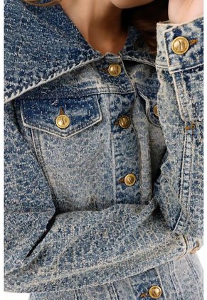 Tennis Chaqueta Entallada Con Cuello XL En Denim Para Mujer