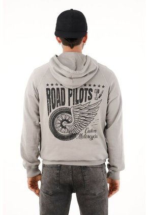 Tennis Buzo Tipo Hoodie Gris Con Estampado Para Hombre