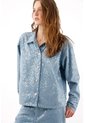 Tennis Chaqueta Fit Relajado Con Lentejuelas En Algodón Azul Claro Para Mujer de Tennis