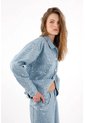 Tennis Chaqueta Fit Relajado Con Lentejuelas En Algodón Azul Claro Para Mujer de Tennis