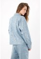 Tennis Chaqueta Fit Relajado Con Lentejuelas En Algodón Azul Claro Para Mujer de Tennis