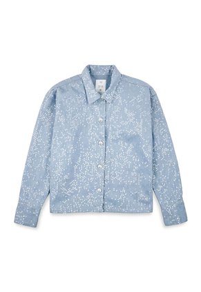 Tennis Chaqueta Fit Relajado Con Lentejuelas En Algodón Azul Claro Para Mujer