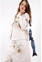 Tennis Chaqueta Relajada Con Botones Dorados De Algodón Beige Para Mujer de Tennis