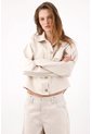 Tennis Chaqueta Relajada Con Botones Dorados De Algodón Beige Para Mujer de Tennis