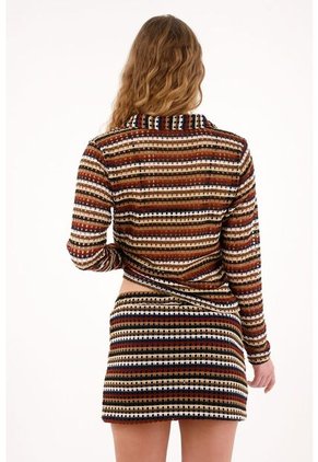 Tennis Camisa Ajustada En Tela Tejida A Rayas Para Mujer