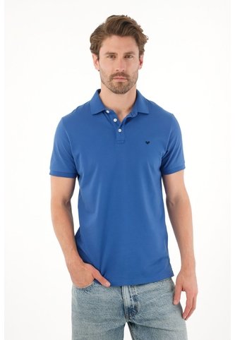 Tennis Polo En Tela Piqué Licra Azul Para Hombre Tennis