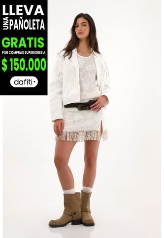 Tennis Falda Corta Con Flecos Crudo Para Mujer Tennis