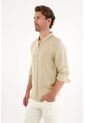 Camisa En 100% Lino Manga Larga Verde Para Hombre de Tennis