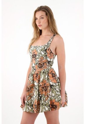 Tennis Vestido Corto Con Falda Globo Y Estampado De Flores Para Mujer