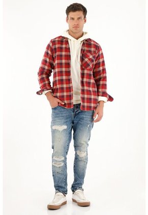 Camisa A Cuadros Con Forro En Ovejero Para Hombre