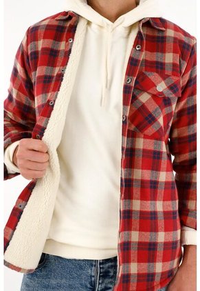 Camisa A Cuadros Con Forro En Ovejero Para Hombre