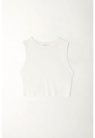 Tennis Camiseta Crop Manga Sisa Blanca Para Mujer Tennis