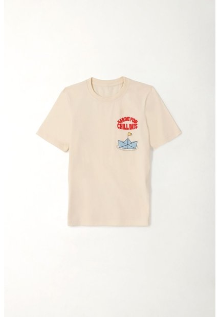 Camiseta Manga Corta Crudo Para Niño