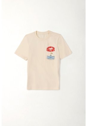 Camiseta Manga Corta Crudo Para Niño