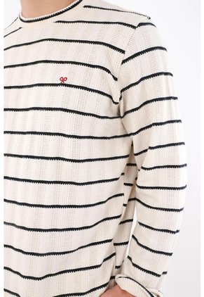 Tennis Buzo Relajado Con Textura Waffle En Algodón Crudo Con Rayas Para Hombre