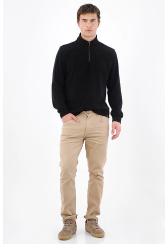 Tennis Buzo Regular Fit Con Cuello Alto Y Cremallera Al Pecho En Negro Para Hombre Tennis
