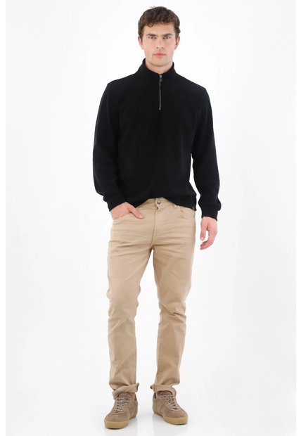 Tennis Buzo Regular Fit Con Cuello Alto Y Cremallera Al Pecho En Negro Para Hombre