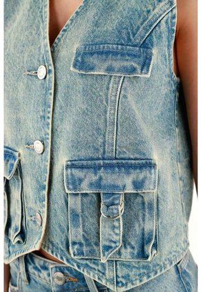 Tennis Chaleco Con Bolsillos Cargo Azul Para Mujer