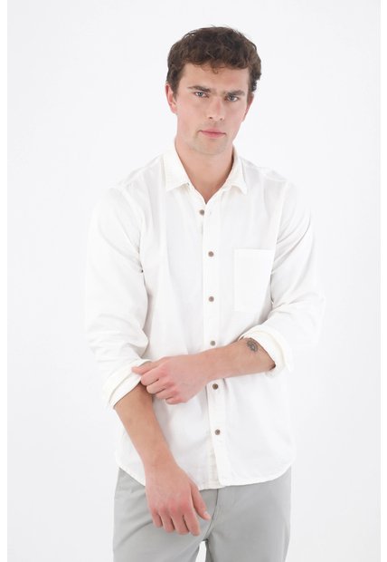 Tennis Camisa Fit Regular Con Botones En Contraste De Algodón Blanco Para Hombre