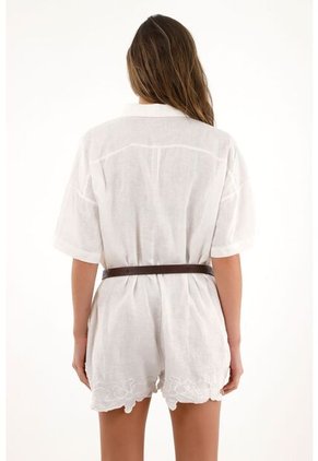 Tennis Overall Corto Crudo Con Bordado Para Mujer