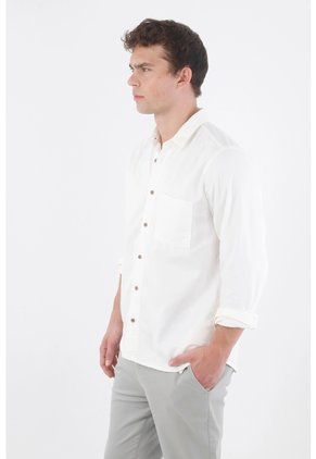 Tennis Camisa Fit Regular Con Botones En Contraste De Algodón Blanco Para Hombre