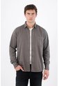 Tennis Camisa Regular Fit Con Botones Efecto Madera De Algodón Gris Topo Para Hombre de Tennis