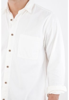 Tennis Camisa Fit Regular Con Botones En Contraste De Algodón Blanco Para Hombre